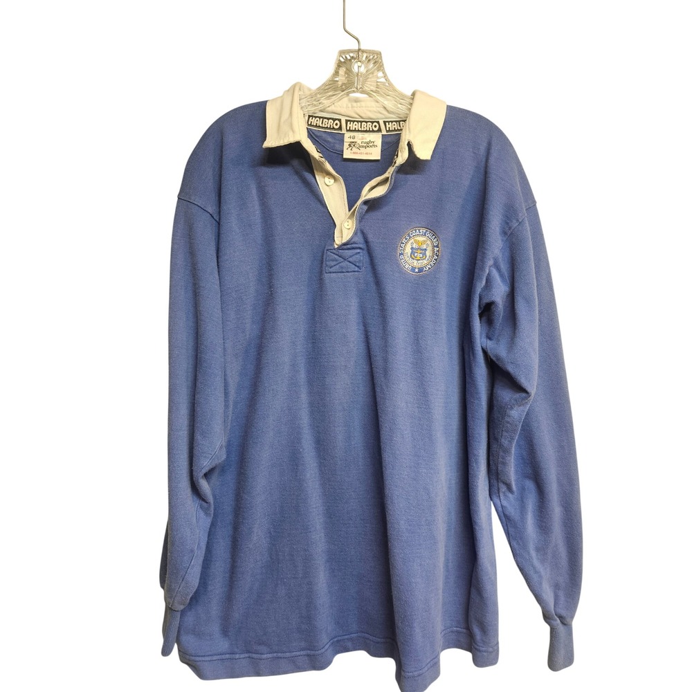 Halbro Rugby Imports US Coast Guard Academy Shirt Blue Mens 48 USCG Long Sleeve